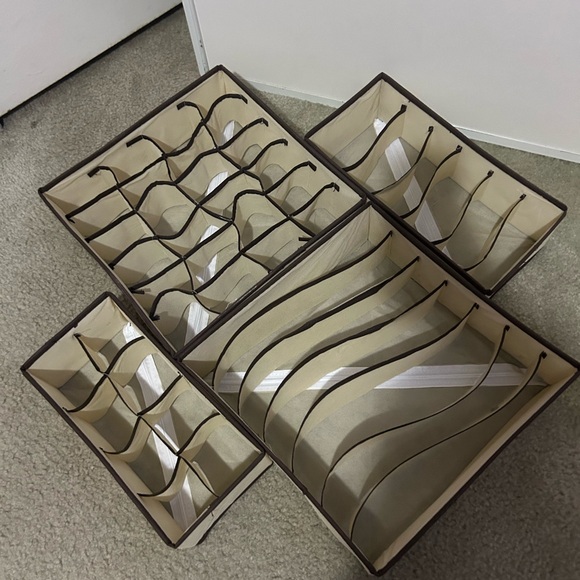 Other - Neutral Beige and Brown Fabric Drawer Organizers - Brand Unknown